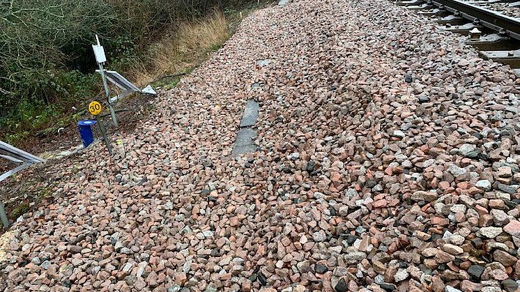 Slipped: The embankment at Salfords- picture, Network Rail