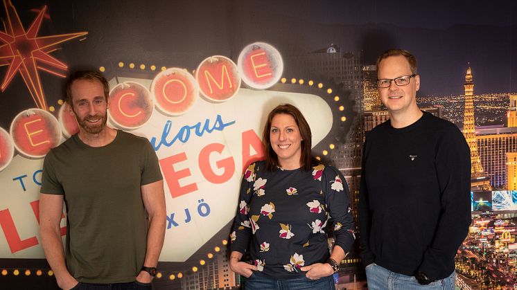 LeoVegaskollegorna på Växjökontoret, Klas Axell, Franziska Kullberg och Henrik Grankvist välkomnar till Meetup med Google.