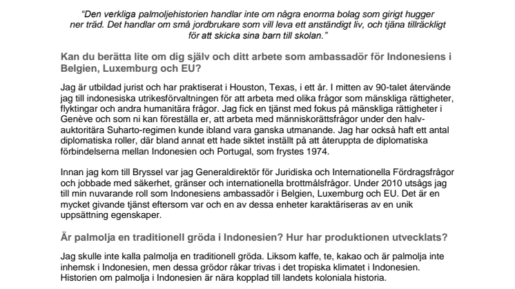 Mondelēz International träffar Indonesiens EU-ambassadör för att prata hållbar palmolja