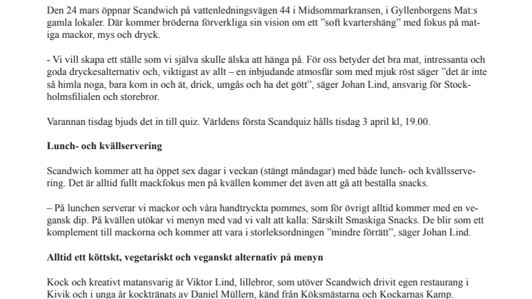 Scandwich öppnar i Midsommarkransen 24 mars – Malmös bästa mackor kommer till Stockholm