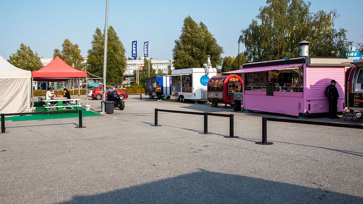 Bild på Food trucks som är en del av alla berättelser som finns med i Kungens kurva stories. Foto: Elisabeth Boogh
