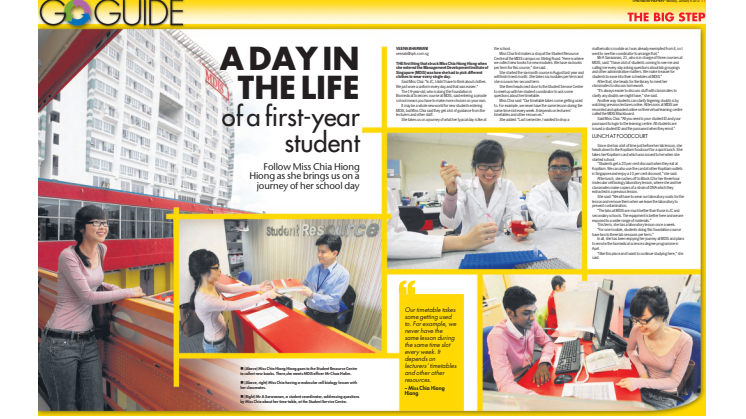 A DAY IN THE LIFE of a first-year MDIS student