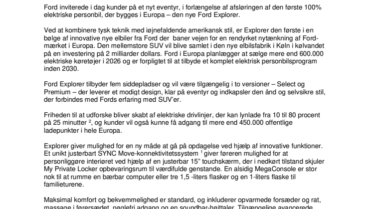 Ny 100% elektrisk Ford Explorer skaber momentum på rejsen mod at gøre elektrisk ikonisk