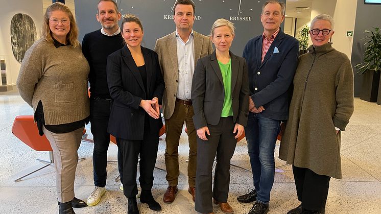 Styrelsen i Visit Skåne AB (från vänster) Anna Ingers, Tue David Bak, Anna Jähnke, Mats Persson, Malin Zillinger, Nikolas Larsson och Dorte Bo Bojesen.