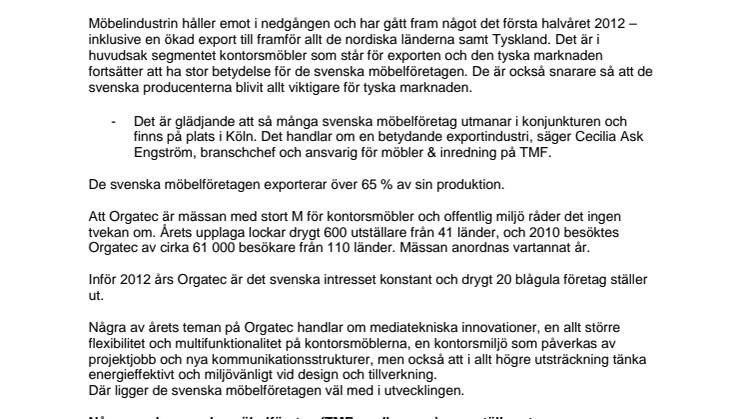 Orgatec och tyska marknaden lockar  svenskföretag