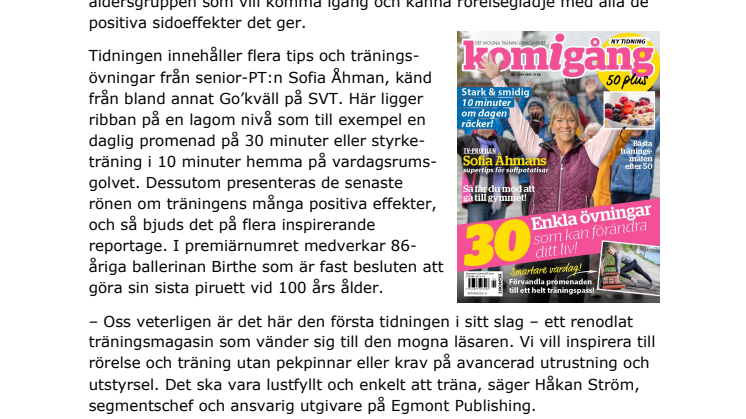 Egmont först med renodlad träningstidning för 50-plussare 