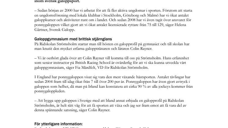 Ungdomssatsningar ska stärka galoppen i Sverige