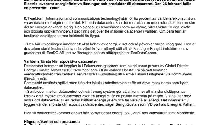 Världens första klimatpositiva datacenter byggs i Falun