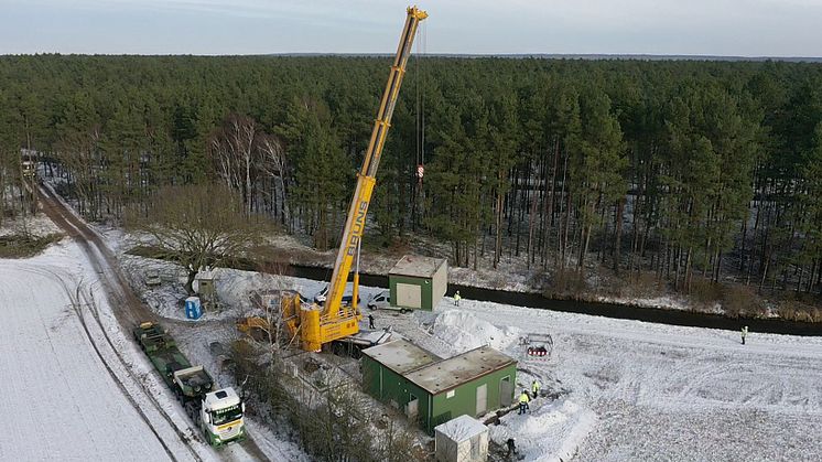 In Benz, einem Ortsteil von Lübtheen, entsteht ein neues Gebäude für den Verdichter. (Quelle: HanseGas)