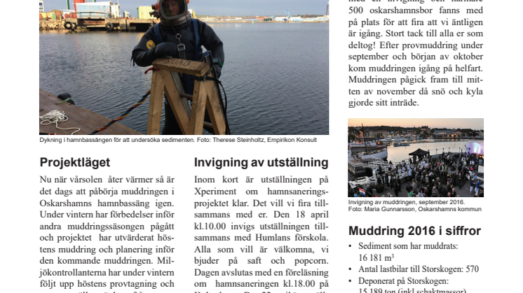 Nyhetsbrev 16 - Sanering av Oskarshamns hamnbassäng