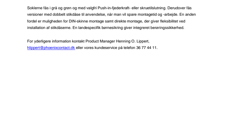 Stikdåser til global anvendelse