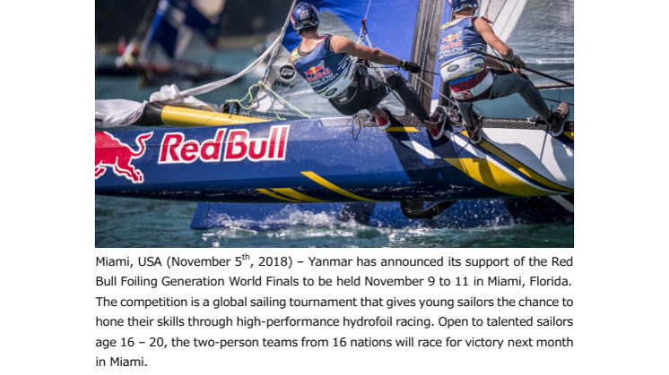 Yanmar Supports Red Bull Foiling Generation