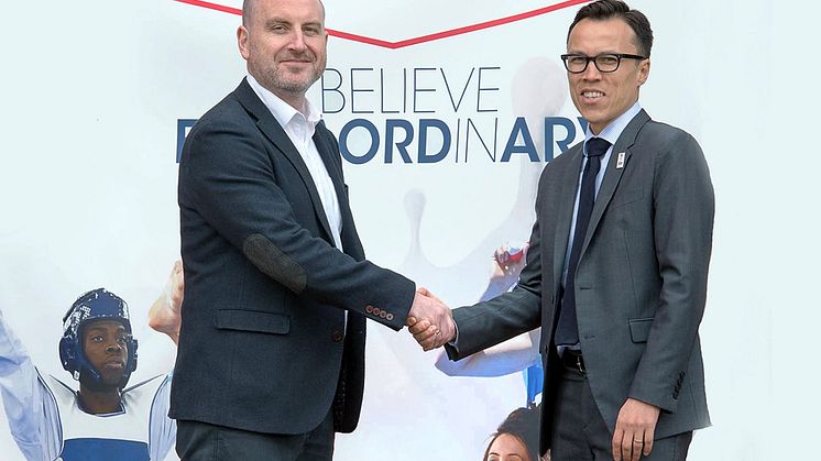 Müller CMO Michael Inpong with GB Taekwondo Director Steve Flynn