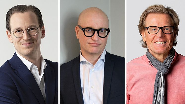 Alexander Sommensjö, Olav Fromm och Bengt Mattson har drivit arbetet med att ta fram läkemedelsbranschens hållbarhetsmanifest
