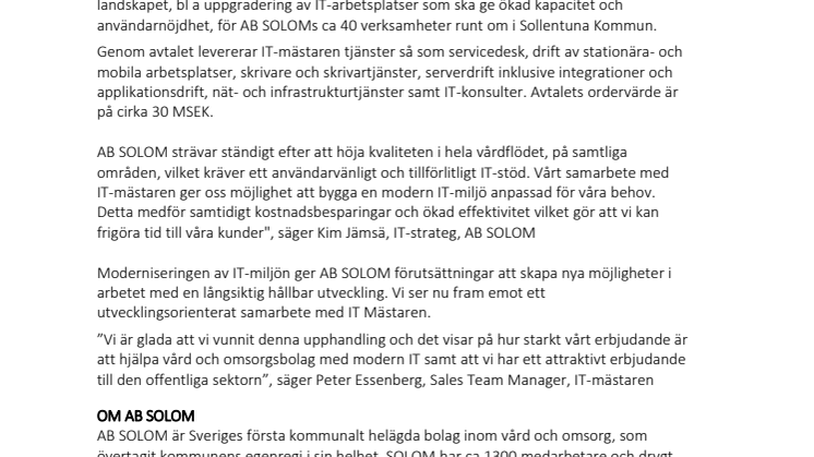 Sollentuna kommuns vård och omsorg outsourcar IT