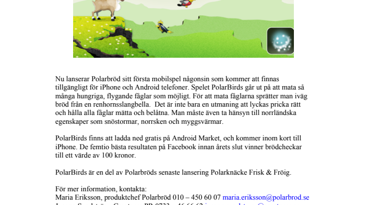 Polarbröd lanserar mobilspelet PolarBirds