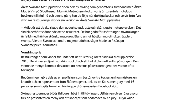 Vem serverar Årets Skånska matupplevelse?