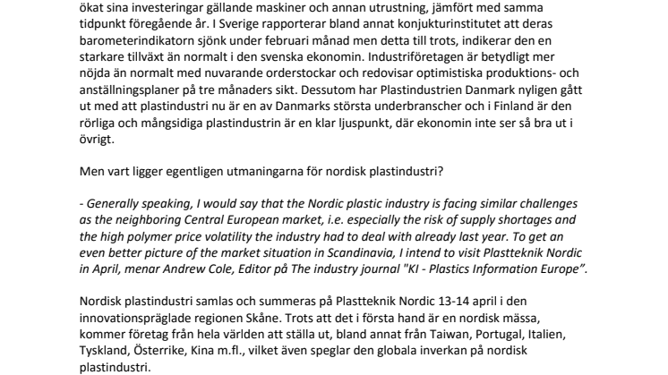 Hela Nordens plastindustri förenas på Plastteknik Nordic 2016 och blickar mot en stark framtid med global agenda!