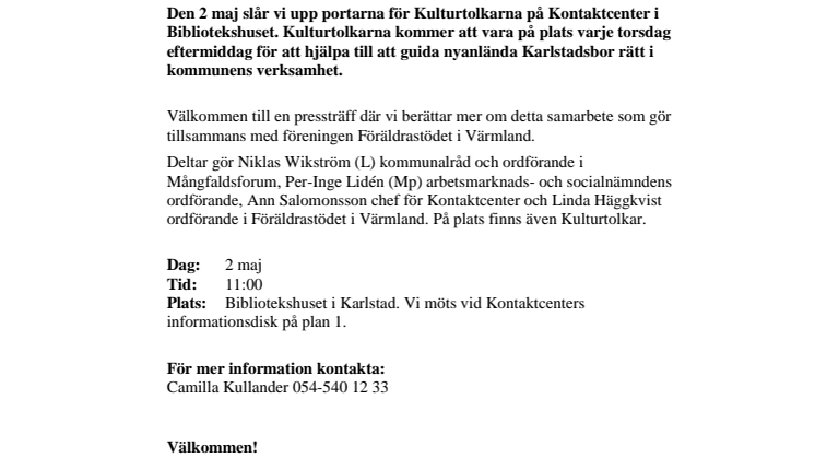 Pressinbjudan: Kulturtolkar hjälper nyanlända karlstadsbor att hitta rätt i kommunen