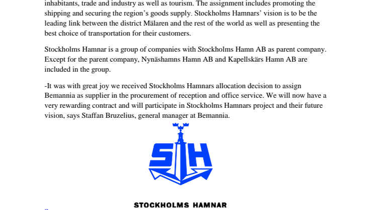 Bemannia staff Stockholms Hamnars reception and office service