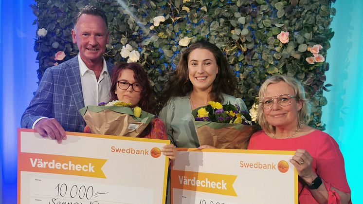 Sanna Nilsson och Saga Rypdal Josefsson, båda från Internationella programmet för politik och ekonomi, fick resestipendium från Sparbanksstiftelsen Väst.