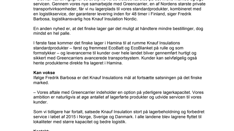 Nyt Knauf Insulation-lager giver hurtig service 