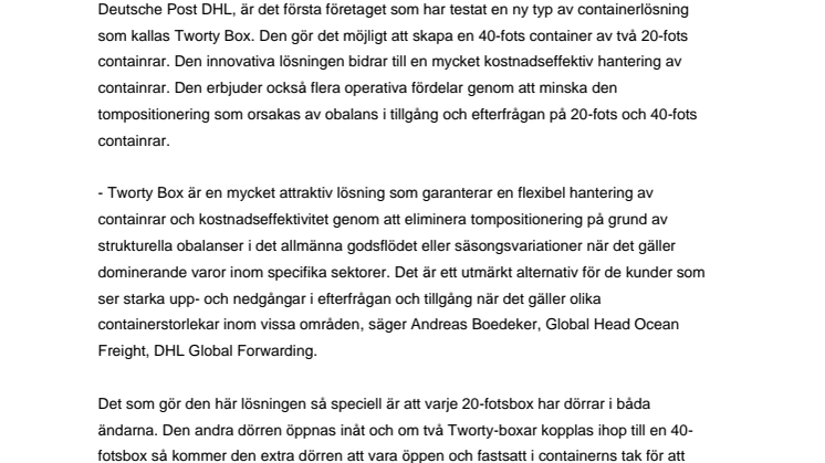 DHL testar innovativ lösning för sjötransporter