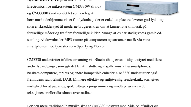  MODERNE MØDER OLDSCHOOL  – LG LANCERER HIFI-SYSTEM TIL FREMTIDENS OG FORTIDENS LYDFORMATER 