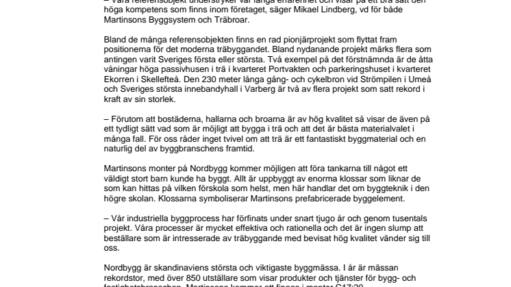 Martinsons visar spets och bredd på Nordbygg