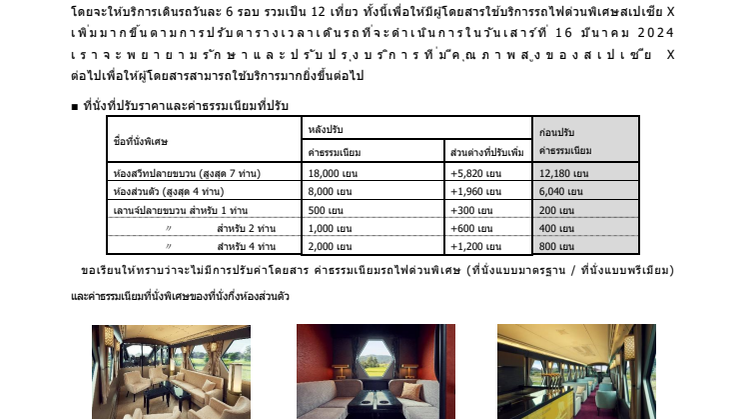 การปรับค่าธรรมเนียมที่นั่งพิเศษบางส่วนของสเปเซีย X