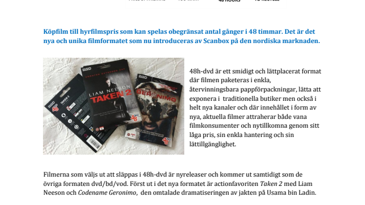 Scanbox introducerar 48h-dvd - ett helt nytt filmformat