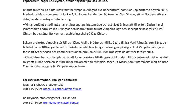 Clas Ohlson klara för Vimpeln i Alingsås