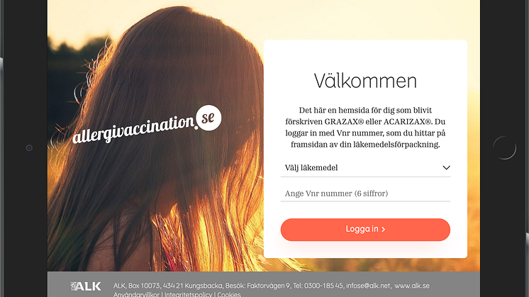 Allergivaccination – ALK:s digitala stödfunktion för den som allergivaccineras med tabletter. 