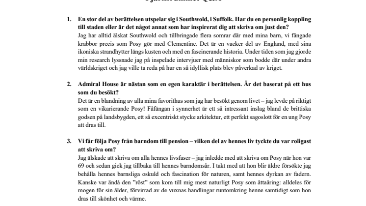 Fjärilsrummet av Lucinda Riley Q&A