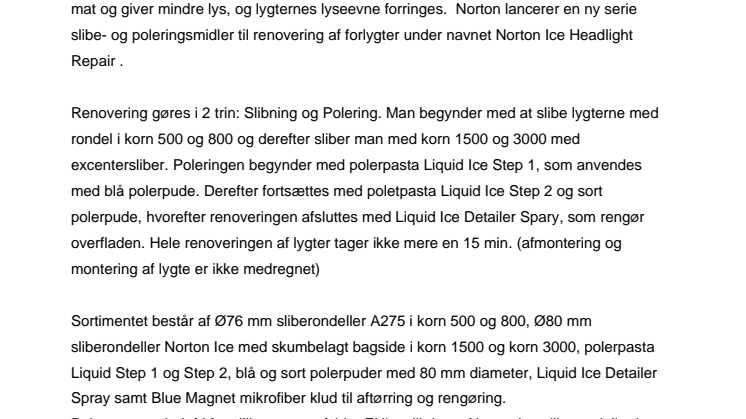 Nyt sortiment til renovering forlygteglas