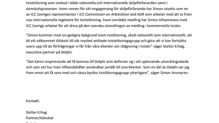 Delphi förstärker sin tvistelösningsgrupp