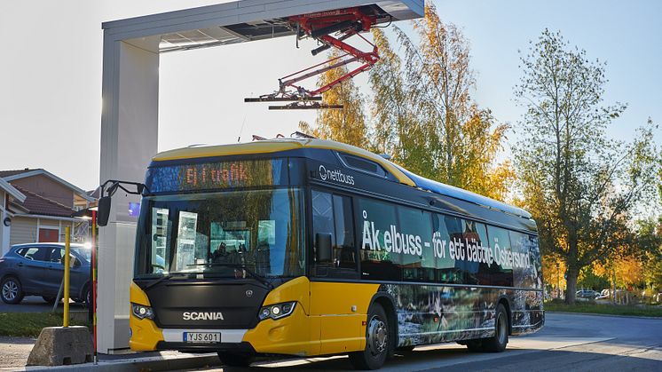 Der Scania Citywide LF als batteriebetriebener Elektrobus im Praxistest in der nordschwedischen Stadt Östersund.