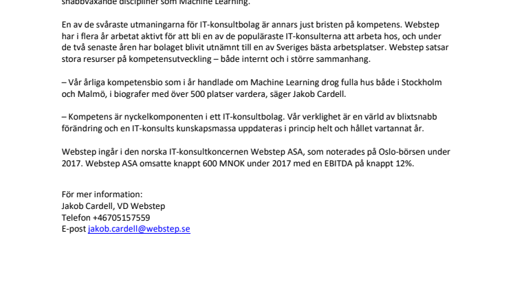 Websteps omsättning ökar med 21% i Sverige