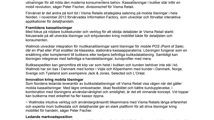 Visma ökar satsningen på mobila lösningar i handeln