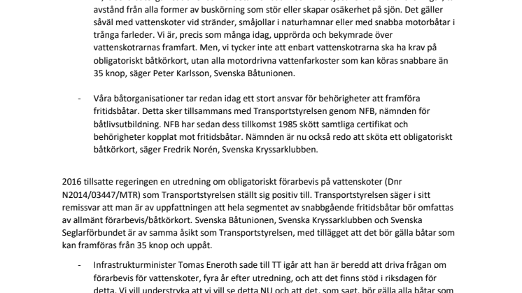 Lagstifta NU om båtkörkort för snabba båtar och vattenskotrar!