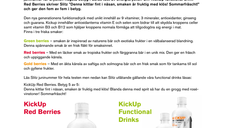 KickUp functional drink får högsta betyg!