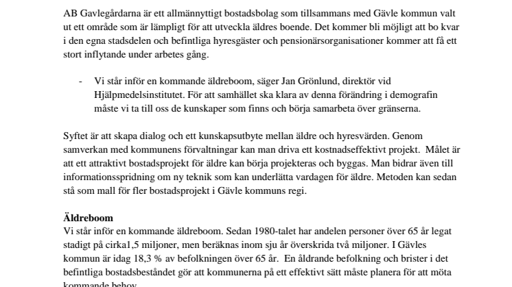 Gävle arrangerar arkitekttävling med samverkan, medverkan och insyn för äldre
