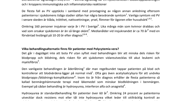 Fakta om polycytemia vera, PV