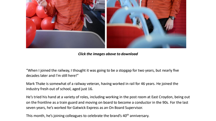 Mark Thake - Gatwick Express' 40th birthday