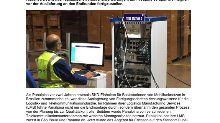 Panalpina erweitert ihre Logistics Manufacturing Services mit Ericsson