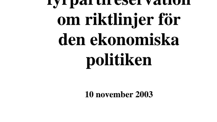 Gemensamma borgerliga riktlinjer för den ekonomiska politiken