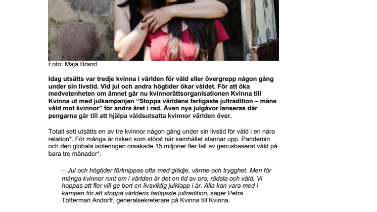 Pressrelease Kvinna till Kvinna - Julgåvorna som kan stoppa världens farligaste jultradition – mäns våld mot kvinnor.pdf