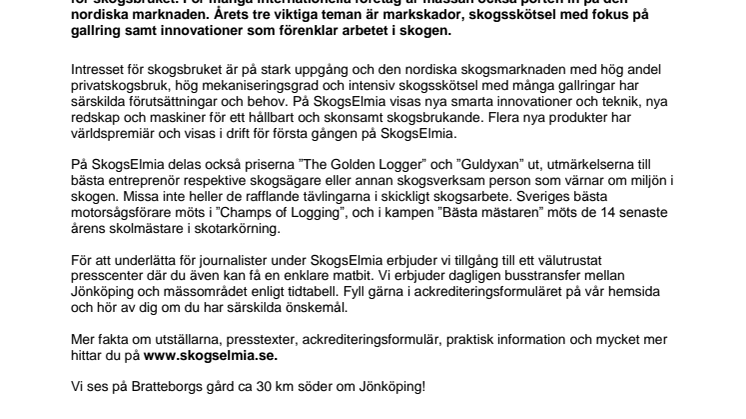 Pressinbjudan: Nordens största skogsmässa – mitt i skogslandet Sverige