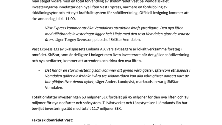 SkiStar Vemdalen: Nyheter & Event 2014/2015