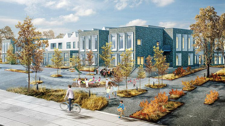 Nya Sallerupskolan. Ilustration: Kamikaze Arkitekter